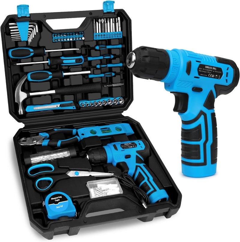 Thatool 139-Piece Tool Set - Tool Kit with 8V Cordless Drill Driver in ToolBox Storage Case, General Household Drill Set for Home Repairs, Handyman, DIY Projects - Image 1